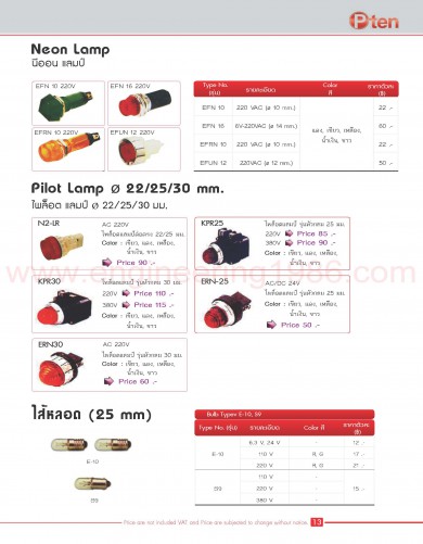 ไพล็อตแลมป์ 25, 30 มิล และอุปกรณ์เสริม